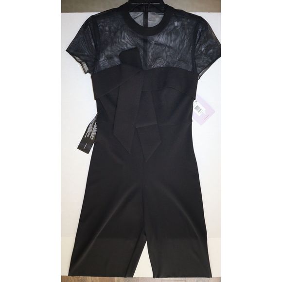 JS Collections 8642237 Women Sz 4 Black Illusion-Yoke Twist-Front Jumpsuit $228 - Picture 4 of 12